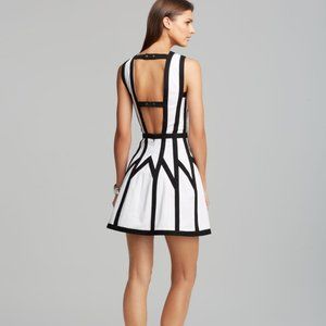 Robert Rodriguez Black White Graphic Spear Dress